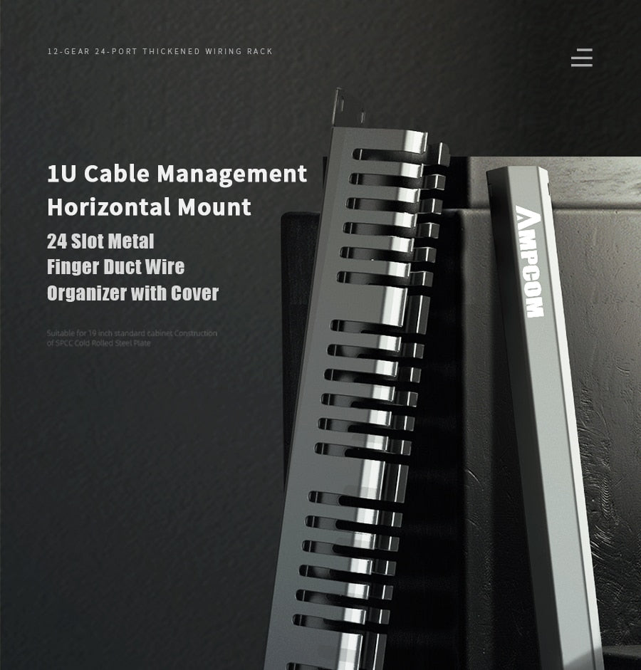 1U Cable Management Horizontal Mount 19 inch Server Rack