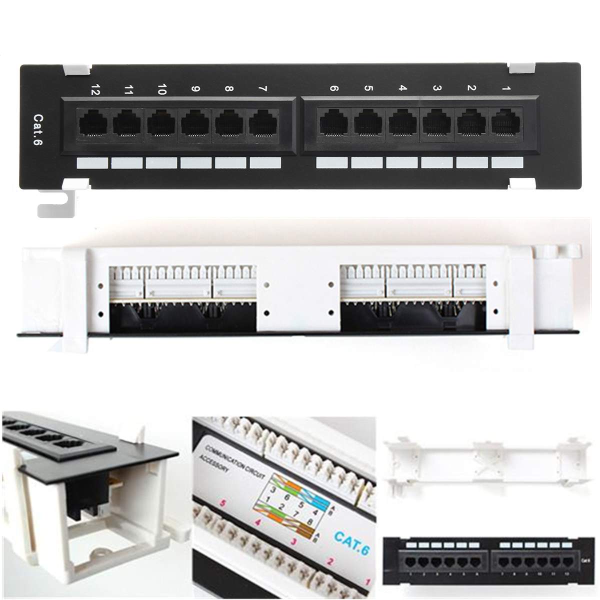 CAT6 Patch Panel RJ45 with Surface Wall Mount Bracket