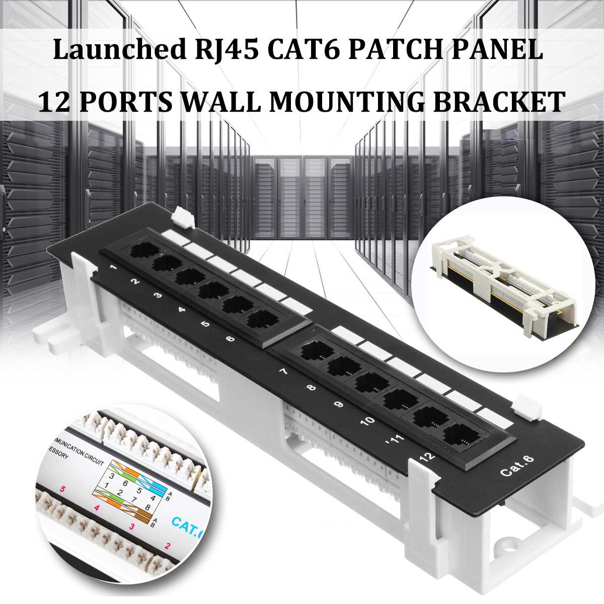 CAT6 Patch Panel RJ45 with Surface Wall Mount Bracket