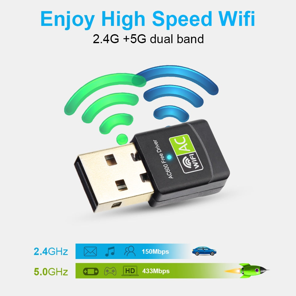 USB Wifi Adapter - 600Mbps Capacity