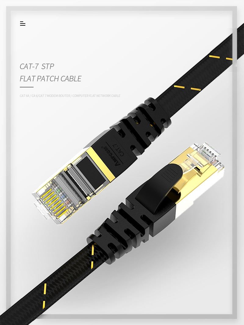 Cat7 Lan Cable 1M -3M STP RJ45 Flat Network Cable Patch Cord