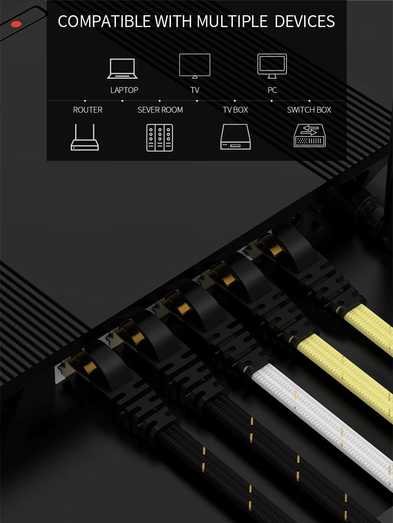 Cat7 Lan Cable 1M -3M STP RJ45 Flat Network Cable Patch Cord