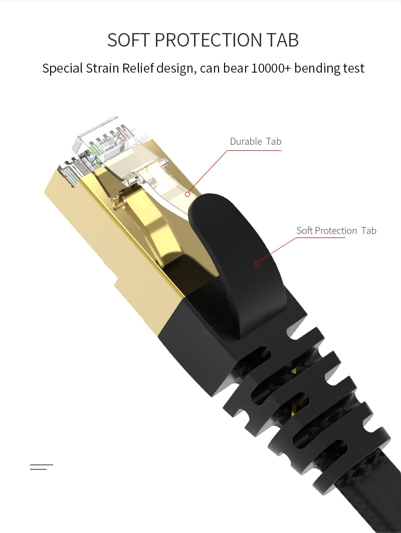 Cat7 Lan Cable 1M -3M STP RJ45 Flat Network Cable Patch Cord