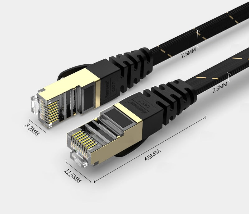 Cat7 Lan Cable 1M -3M STP RJ45 Flat Network Cable Patch Cord